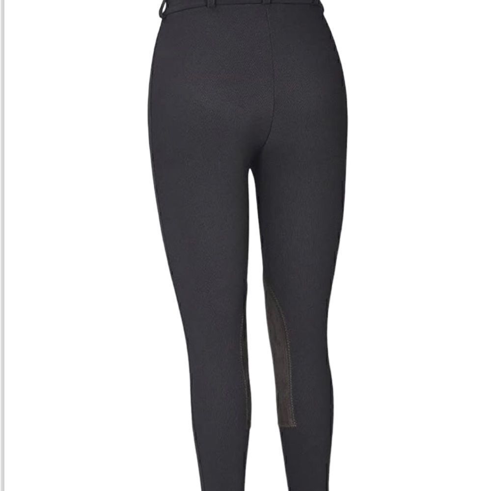 Tuff Rider Black Ribbed Front Zip Stretch Knee Breeches Riding Pants Size 26 - Picture 2 of 9